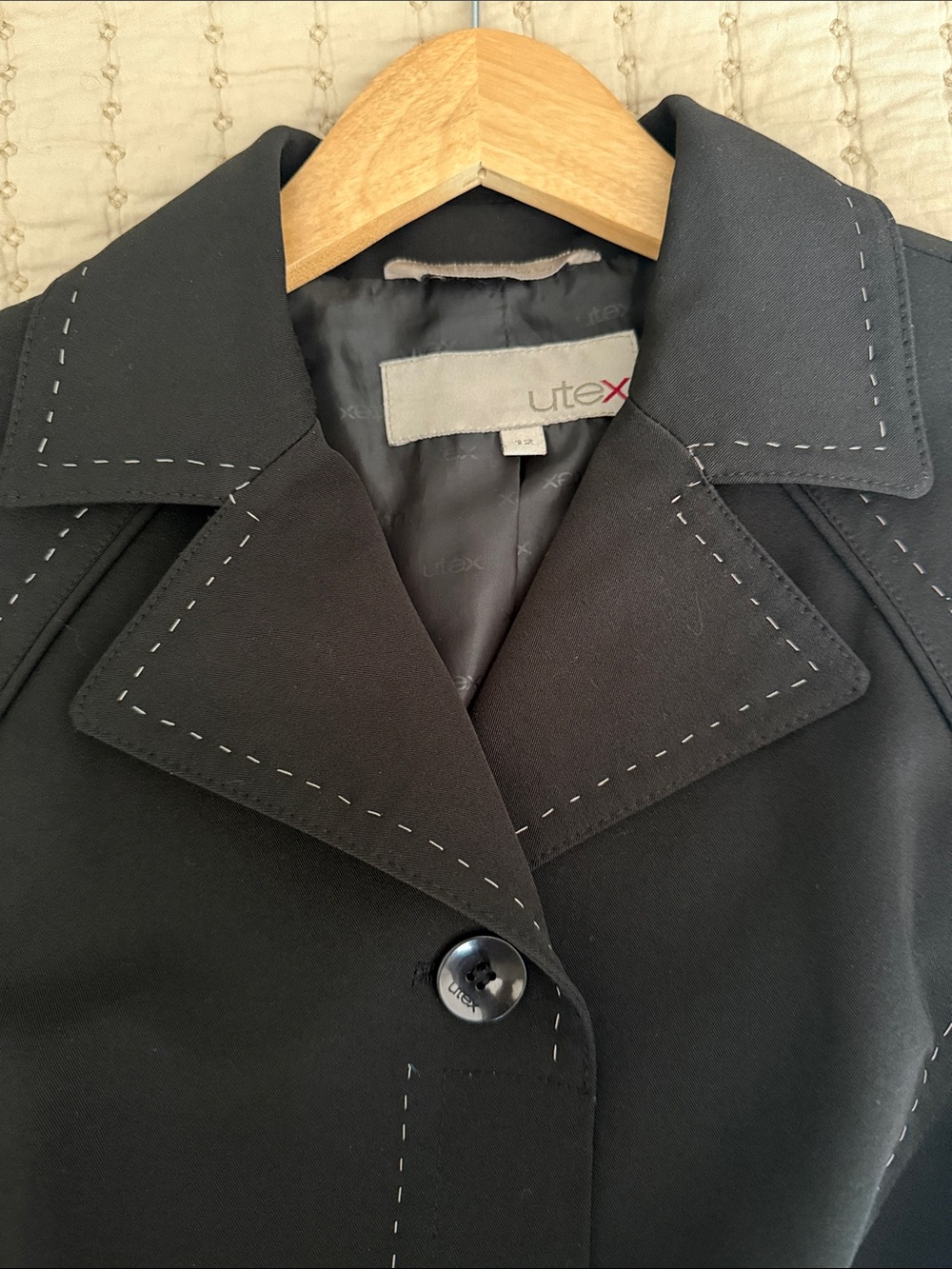 Utex Black Women's Blazer Jacket with Contrast Stitching